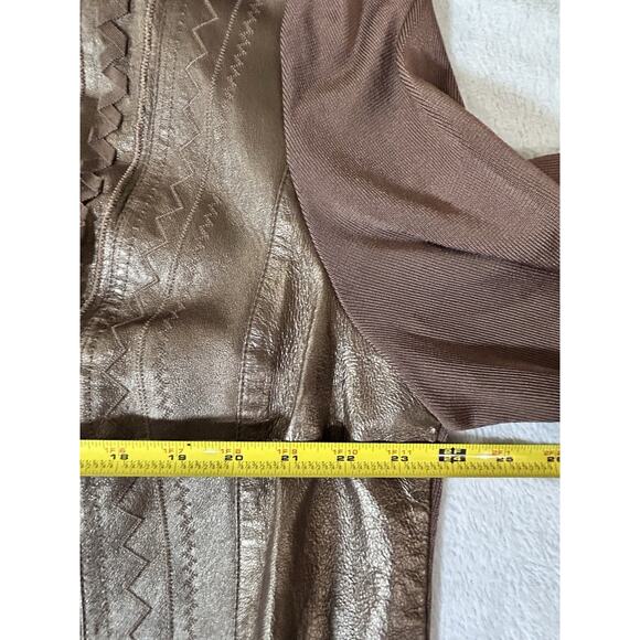 Nygard Women’s Genuine Leather And Knit Full Zip Jacket Bronze Plus Size 3XL - Picture 3 of 9